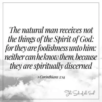biblijski stih 1 korinćani 2:14 naravni čovjek ne prima stvari od Božjeg Duha jer one su za njega ludost niti ih može znati jer se one duhovno razaznaju