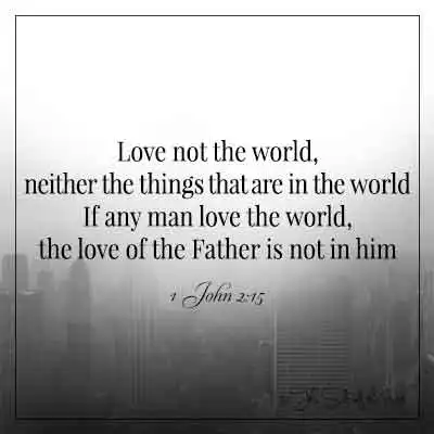 Библейский стих 1 Джон 2:15 Не любите мира, ни того, что в мире, если кто любит мир, в том нет любви отцовской