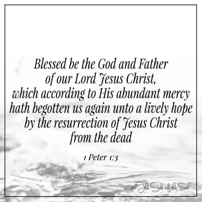 Bible verse 1-peter 1-3-blessed be the God and father of our lord Jesus Christ which according to his abundant mercy hath begotten us unto a living hope by the resurrection of jesus christ from the dead