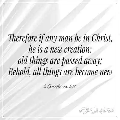 пальмовый лист и библейский стих 2 Коринфянам 5:17 Если кто -нибудь из них во Христе, он новое существо, старые вещи скончались