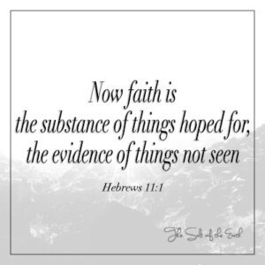 Now faith is the substance of things hoped for, the evidence of things not seen Hebrew 11:1