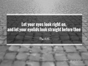 look forward, let your eyes look right on Prov 4:25