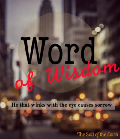 изображение город с заголовком слово мудрости Тот, кто подмигивает глазом, вызывает печаль (Пословицы 10:10)