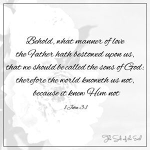 1 Jan 3:1 behold what manner of love the Father hath bestowed upon us that we should be called the sons of God