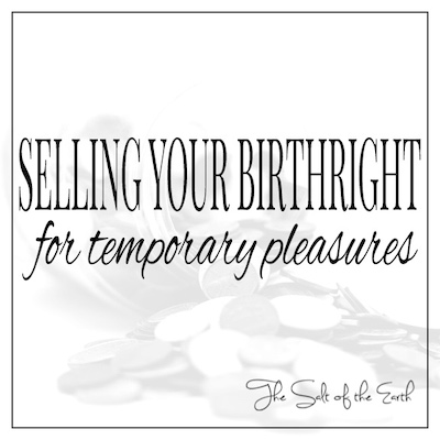 selling your birthright for temporary pleasures