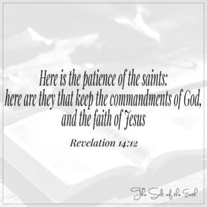 Otkrivenje 14:12 patience of the saints here are they that keep the commandments of God and the faith of Jesus