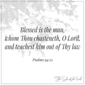 Psalms 94:12 Blessed is the man whom Thou chastens and teach him out of Thy law