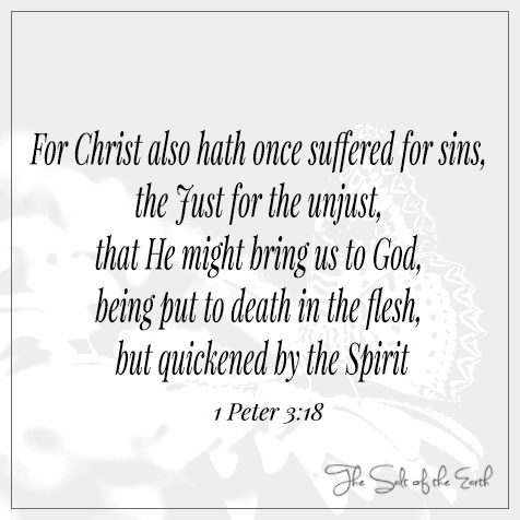 For Christ hath once suffered for sins the just for the unjust 1 पीटर 3:18