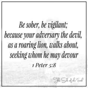 The devil roaring lion walks about seeking whom devour 1 Péter 5:8