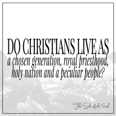Do Christians live as chosen generation, a royal priesthood, an holy nation, a peculiar people
