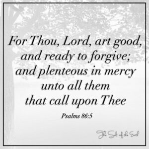For Thou Lord art good and ready to forgive Psalm 86:5