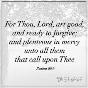 For Thou Lord art good and ready to forgive Psalm 86:5
