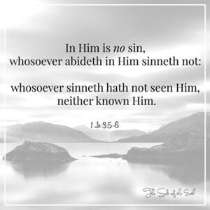 1 Joan 3:5-6 In Him is no sin, who abides in Him sin not