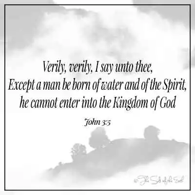 Библейский стих от Иоанна 3-5: если кто не родится от воды и духа, не может войти в Царствие Божие.