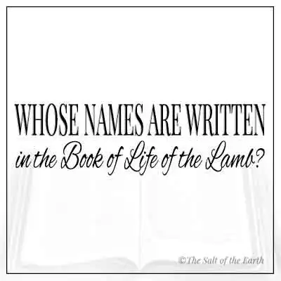 Article title text whose names are written in the book of life of the lamb