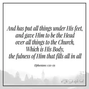 Библейское Писание к Ефесянам 1-22-23-и все покорил под ноги Его, и поставил Его главою над всем Церкви, которая есть Тело Его, полнота Наполняющего все во всем