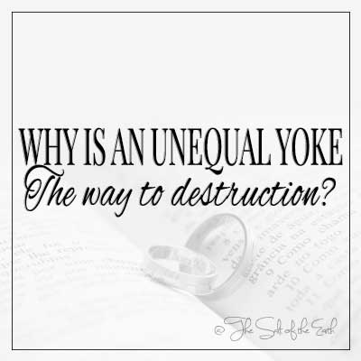 छवि बाइबिल के साथ 2 शादी की अंगूठियाँ और ब्लॉग शीर्षक, असमान जूआ विनाश का मार्ग क्यों है?